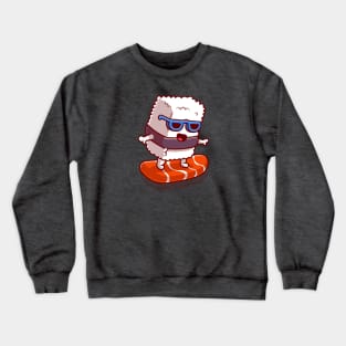 Cute Sushi Salmon Surfing Cartoon Crewneck Sweatshirt